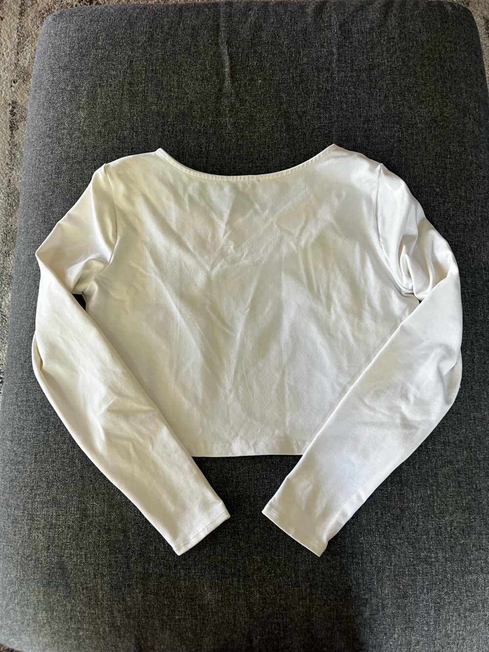 bebe White Long Sleeve Top with Beaded Jeweled Collar - Picture 6 of 6
